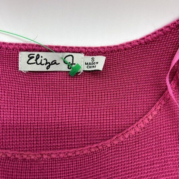 Eliza J Sweater Dress Shift Color Block Striped Black Coral Gray Scoop Neck S - Picture 3 of 5